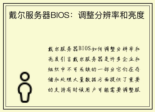 戴尔服务器BIOS：调整分辨率和亮度